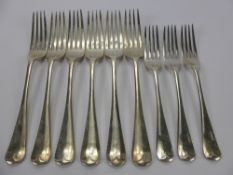 Six Large Silver Forks, Sheffield hallmark, mm Alexander Clark & Co, dated 1904, approx 440 gms