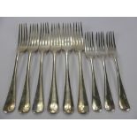 Six Large Silver Forks, Sheffield hallmark, mm Alexander Clark & Co, dated 1904, approx 440 gms