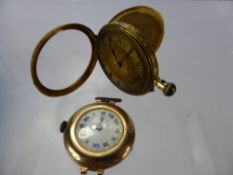 A Lady's 18 Ct Gold Open Face Pocket Watch, mm G.S., the watch having solid gold case and movement