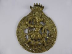 An Antique Elephant 'Ceremonial' Brass Adornment, depicting a six Cobra headed deity, approx 20 x 15