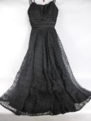 A Vintage Black Lace and Satin Evening Gown, by Blanes, London, size 8 - 10.