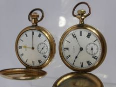 Two Gold Plated Self Wind Pocket Watches, one Elgin the other Waltham. (wf)