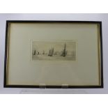 W.L. Wyllie, R.A., dry point etching entitled "Portsmouth Harbour", approx 22 x 10 cms, framed and