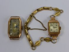 Two Lady's 9ct Gold Vintage Cocktail Watches, Alprosa on 9ct gold bracelet and the other case