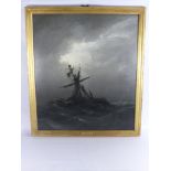 Edwin Hayes RHA RI ROI Marine Artist, 1819-1904, An oil on canvas depicting a ship in distress off