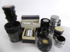 A Miscellaneous Collection of Vintage Aluminium Lenses, including Carl Zeiss nr 2140566 Sonnar 1:4