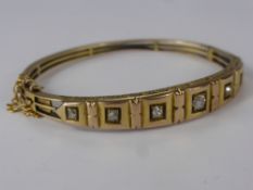 A Lady's Antique 9 ct Yellow Gold Old Cut Diamond Bracelet, approx wt 12 gms, approx 44 pts of old