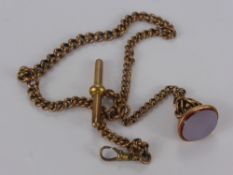 A 9 ct Rose Gold Fob Chain, with knotted fob (on base metal clasp), total approx wt of chain 22