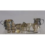 A Miscellaneous Collection of Silver, including three napkin rings, two salts. two miniature