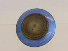 An Armstrong of Manchester Guilloche Enamel Silvered Table Barometer, no. K2328.