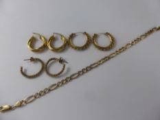 A Miscellaneous Collection of 9 ct Gold, including earrings, bracelets, total approx wt 13.5 gms.