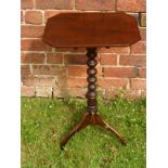 A Mahogany Tilt Top Wine Table, with bobbin turned column on tripod base, approx 46 x 35 x 75 cms.
