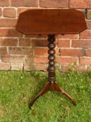 A Mahogany Tilt Top Wine Table, with bobbin turned column on tripod base, approx 46 x 35 x 75 cms.