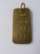 A 9 ct Hallmarked Ingot Pendant, approx 12.8 gms.