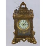 A Waterbury Clock Company Gilt Brass Carriage Clock, having two-train pendulum movement striking