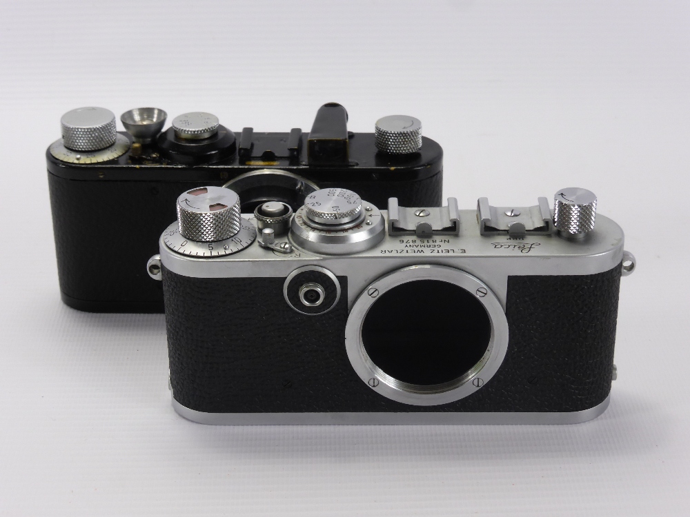 A Vintage Leica 67072 Camera, with Leitz 1:3.5 f=5 cms lens, together with a Leica 815876 camera