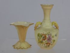 A Locke & Co., Blushware Tulip Vase, approx 9.5 cms high, together with one other Blushware vase