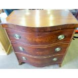 A Victorian Mahogany Serpentine Fronted Chest of Drawers, the chest having three graduated drawers