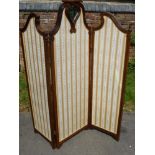 An Edwardian Three Panelled Dressing Screen, scalloped top, the central panel benefits from a