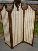 An Edwardian Three Panelled Dressing Screen, scalloped top, the central panel benefits from a