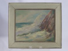 Dorothy G Pemberton, Oil on board, depicting a coastal scene, approx 39 x 31 cms