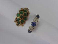 A Lady's 9 ct Yellow Gold Emerald Cluster Ring, size O, 1 x 2.15 emerald, 8 x 3 mm emeralds,