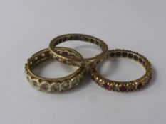 A Miscellaneous Collection of Three 9 ct Gold Ladies Full Eternity Rings, two white stone size N and