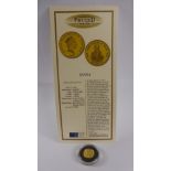 A 1997 Royal Mint .999 Fine Gold 20 Dollar Princess Diana Tuvalu Proof Coin, approx 1.24 gms, with