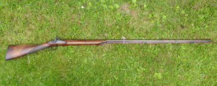 An English Single Barrel Percussion Shotgun, converted from flintlock, from early 1800's, approx 125