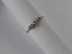 A Lady's 18 ct Gold and Platinum 5 Stone Diamond Ring, size O, 5 x old cut dias, approx 15 to 18