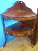 An Antique Mahogany Corner Wash Stand Table, the wash stand having a single shelf with three faux