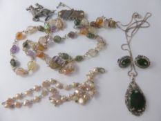 A Miscellaneous Collection of Costume Jewellery, including Baroque coloured stone necklace,