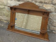 A Vintage Arts and Crafts Oak Wall Mirror, with two candle stands, approx 128 x 84 cms