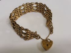 A 9 ct Gold Yellow Gate Link Bracelet, approx wt 25.7 gms.