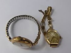 Two Lady's 9 ct Gold Cased Cocktail Wrist Watches, one Smith's the other Waite, Cheltenham, approx