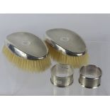 A Miscellaneous Collection of Silver, including two gentleman's hair brushes, Birmingham hallmark