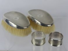 A Miscellaneous Collection of Silver, including two gentleman's hair brushes, Birmingham hallmark