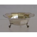 A Silver Bon Bon Dish, scalloped edge with pierced detail, supported on three scroll feet, Sheffield