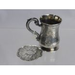 A Solid Silver Christening Cup and Communion Plate, London hallmark, mm RD, 116 gms.