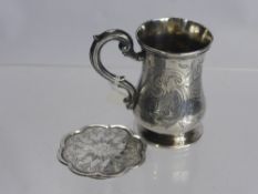 A Solid Silver Christening Cup and Communion Plate, London hallmark, mm RD, 116 gms.