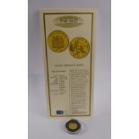 A 1998 Royal Mint .999 Fine Gold 1000 Shillings Tanzania Proof Coin, approx 1.24 gms, with