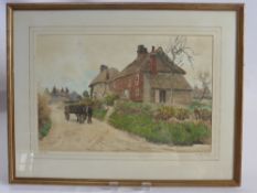 Clement Lambert, 1855-1925, British, water colour entitled "Off to Work".approx 52 x 25 cms,