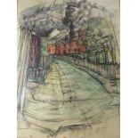 Grace Wilson Melvin (1892-1977) Canadian entitled 'Sunshine & Smoke Lane', approx 36 x 25 cms,