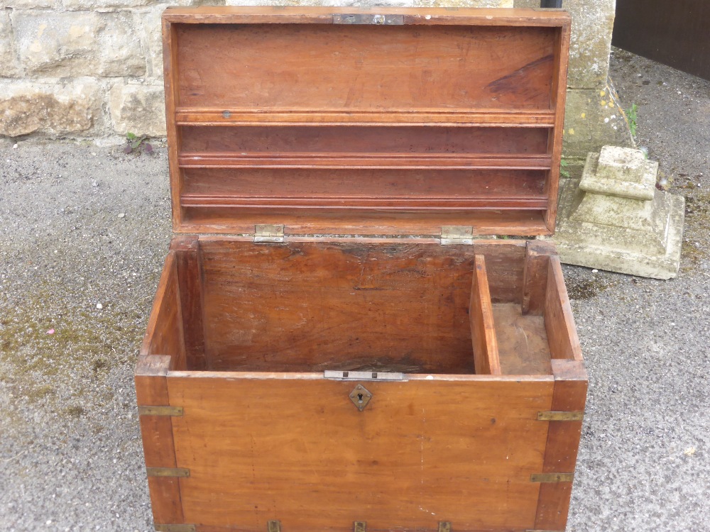 A Georgian Mahogany Campaign Chest, the chest having panel lidded candle box with letter rack, on - Bild 2 aus 2