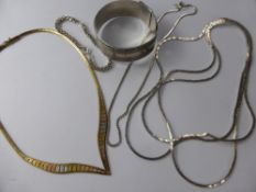 A Collection of Miscellaneous Solid Silver Jewellery, including three strand necklace, tri-gilded