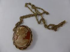A 9 ct Gold Multi Link Chain, together with a 9 ct shell mounted cameo, wt of chain 13.8 gms, wt