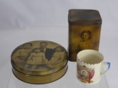 D.I. & Co., Ltd. Vintage Biscuit Tins, depicting the royal family together with three coronation