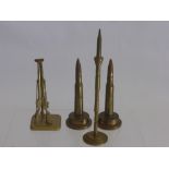 A Quantity of Brass Trench, two trench art lighters, a trench art bill hook, trio of Enfield