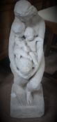 An Antique Possibly 17th Century Hand Carved White Marble Figure, depicting a woman embracing two