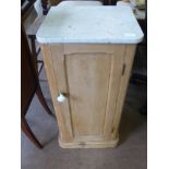 A Vintage Pine Marble Top Bedside Cabinet, approx 76 x 38 x 33 cms.